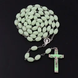 8mm Rose Rosaries in the Dark Plastic Rosary Beads Luminous Noctilucent Necklace Catholicism Prayer Religious Jewelry