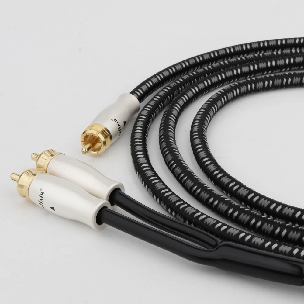Preffair HIFI 1RCA to 2RCA Audio Cable 4N OFC Subwoofer Y Cable RCA 1 Male to 2 Male Audio Cable for Speaker,DVD, TV, AmplifierA