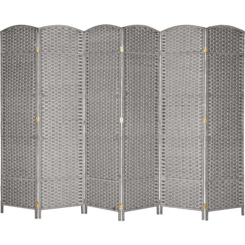 

6-Panels Tall Rattan Room Divider, 6 FT Folding Privacy Screen, Indoor Partition Wall Dividers, Freestanding Hinged