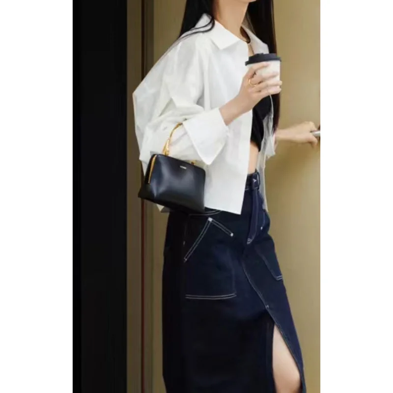 2026 Bamboo Frame Kiss Clasp Clutch Bag Unique Design Top Handle Shoulder Crossbody Bag Versatile Women Handbag Hot Sale view 5