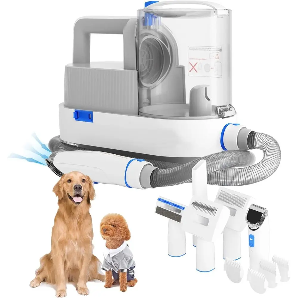

Pet Grooming Kit with Electric Clipper, Hair Dematting, Shedding, 2.5L Dustbin, 10Kpa Suction, Low Noise for Dogs and Cats