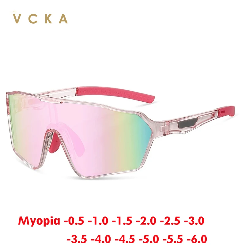 

VCKA 2026, новые поляризационные спортивные солнцезащитные очки для близорукости TR90, сиамская оправа, мужские и женские очки, уличные очки по рецепту, 0,50 т-10