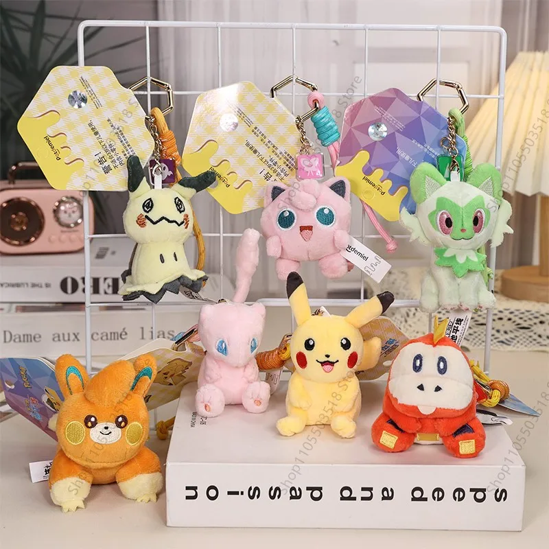 Pokémon Plush Toy Keychain Pawmi Fuecoco Gengar Mew Mimikyu Jigglypuff Pikachu Sprigatito Cute Doll Backpack Pendant Gift