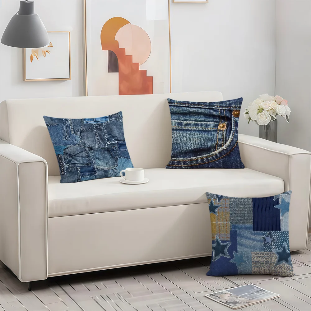 Photograph Of Old Jeans Cushion Cover Birthday Anniversary Gifts Double Sided Printed Zipper Cushion Cover Soft Skin Bedding