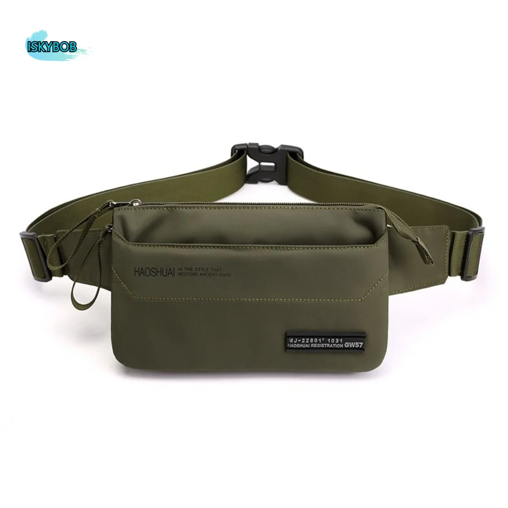 

Anti Splash Men Fanny Pack Solid Color Multi-Pocket Nylon Sling Shoulder Bag Multifunctional Adjustable Strap Male Waist Bag