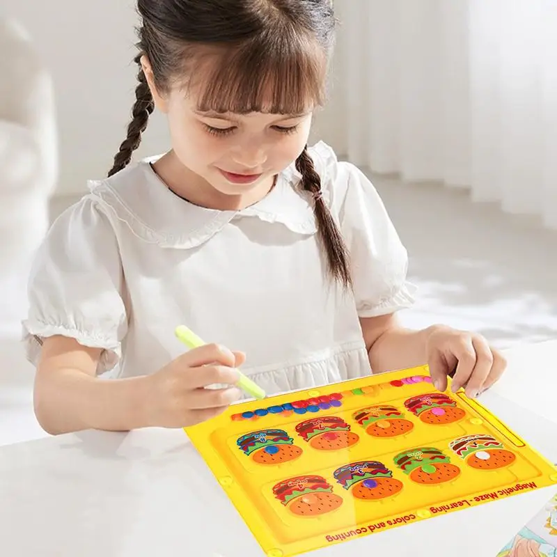 Planche de Tri Magnétique en Bois, Jouet Éducatif, Puzzle de Motricité Fine, Labyrinthe de Voyage Montessori