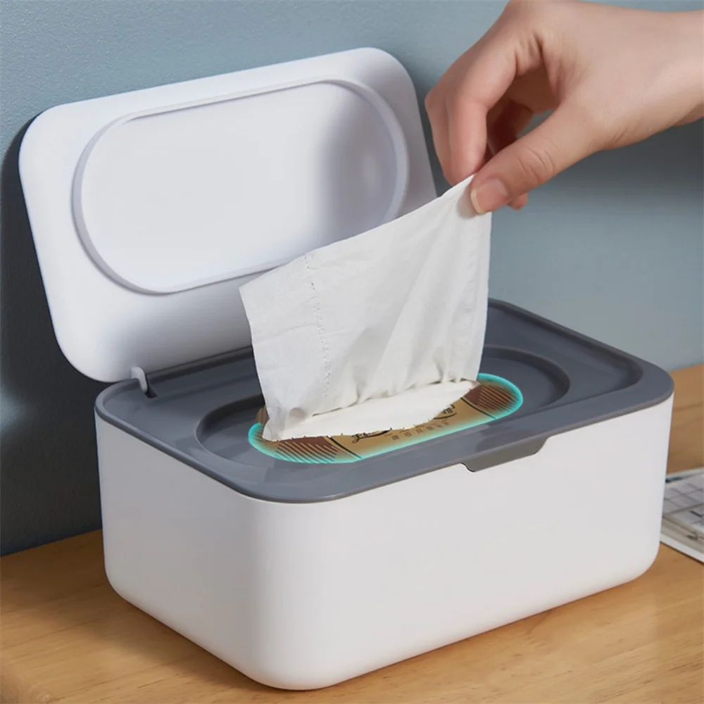 Simple Dust-proof Wet Tissue Case with Cover Desktop Coffee Table Extraction Tissue Box Wet Wipes Storage Box Serviette Holder