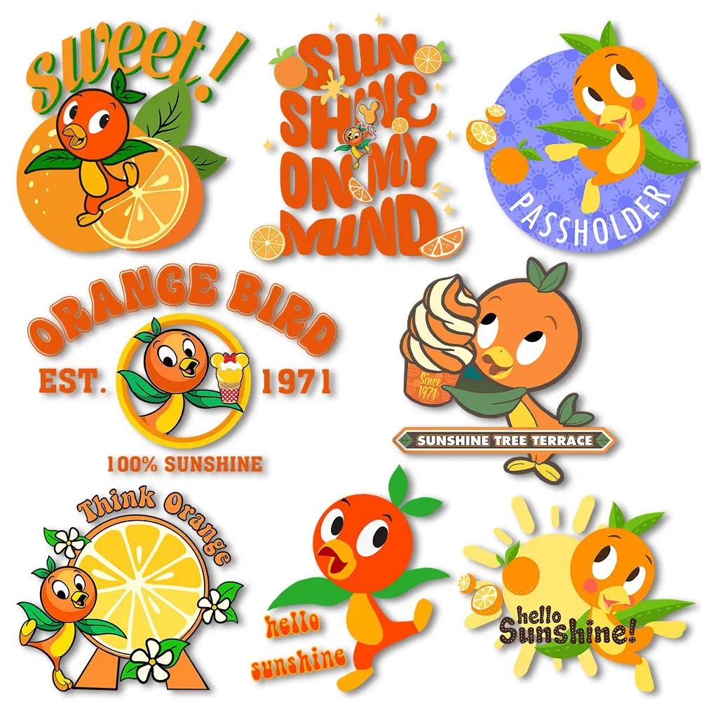 Orange Birds Sweet Sunshine Iron on transfers Heat transfer Stickers Prints for Clothes Tshirts