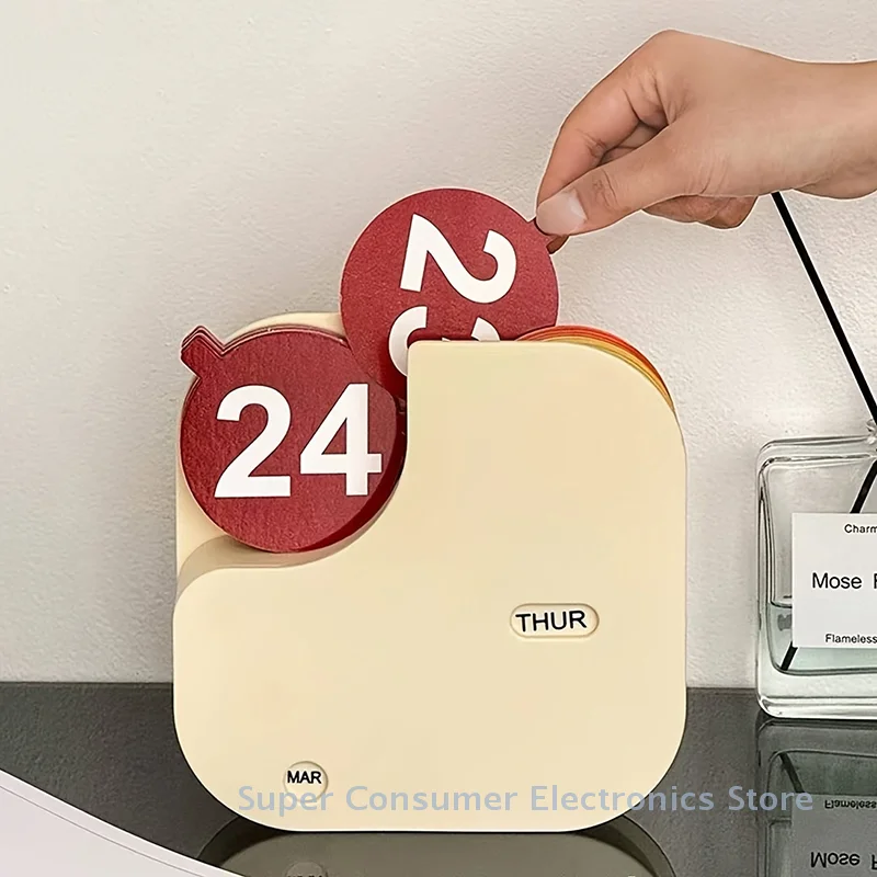 Year-Round Desktop Calendar with Flip Display; Day & Month Marks; Reusable; Premier Gift & Home Decor Accent.