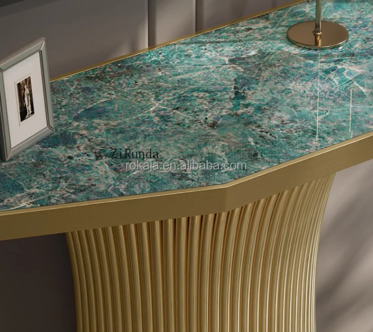 Unique Design Console Table Gold Stainless Steel Base Decorative Table Living Room Furniture view 5