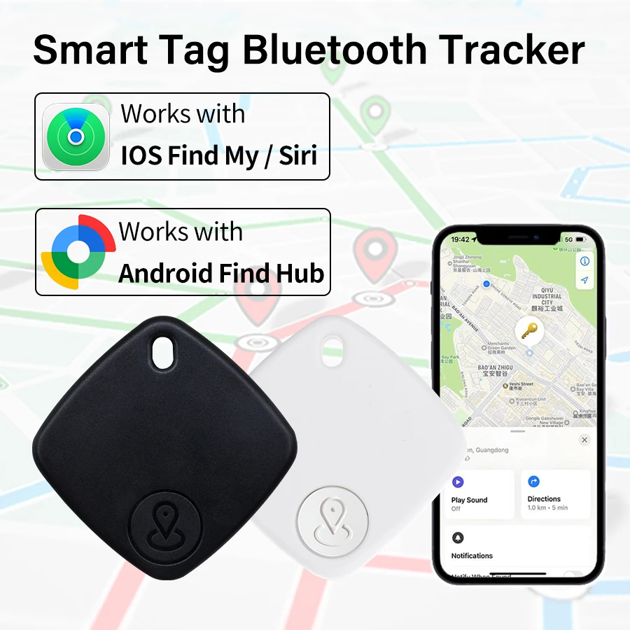 

IOS Android GPS Tracker Mini Smart Tag Dual System Global Bluetooth Locator Key Finder for iPhone Google Find My Wallet Pet Kids