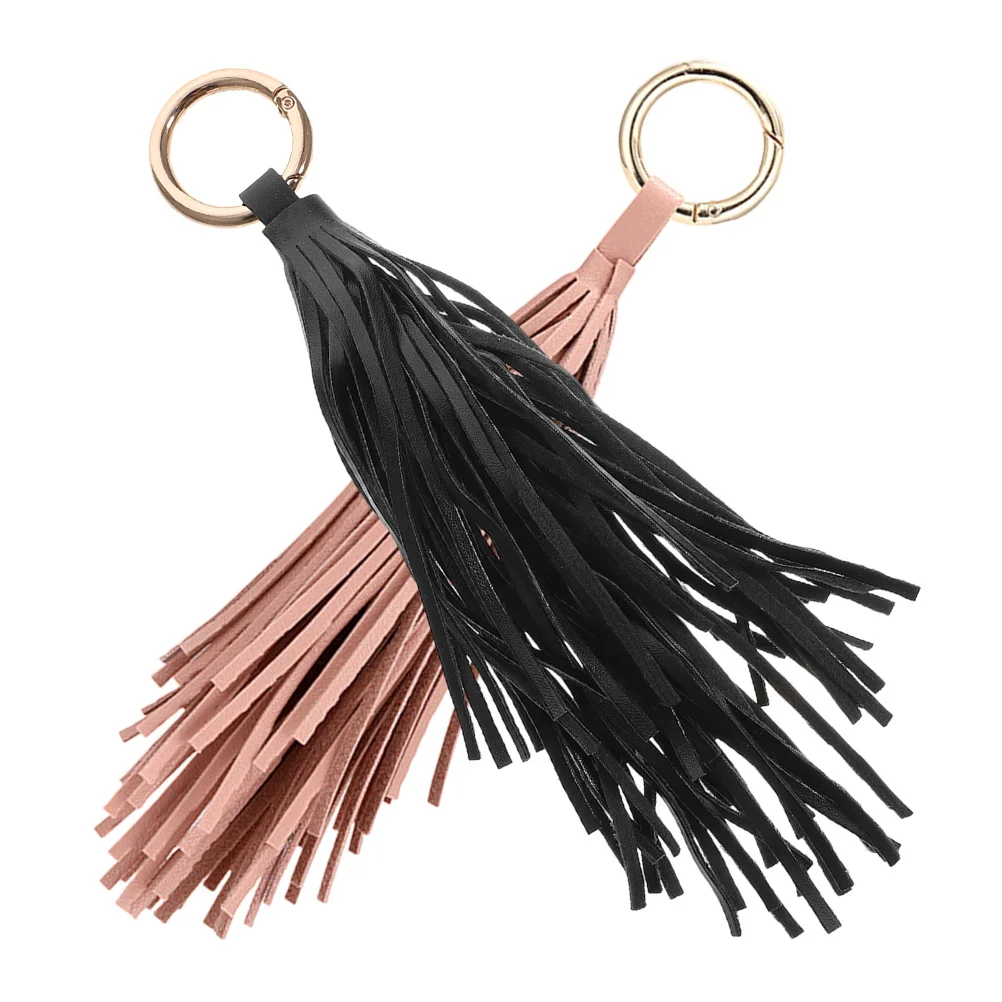 

2 Pcs Tassel Keychains for Women Tote Bag Handmade Charm Accessories Pendant Alloy