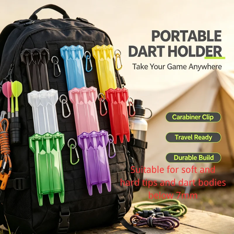 Transparent dart box with keychain, easy to carry and durable, multiple colors available, portable dart accessories