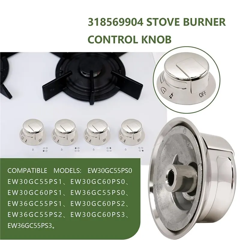 ABUD-2Pcs 318569904 Cooktop Burner Control Knob For Frigidaire Electrolux, Compatible With Multiple Models