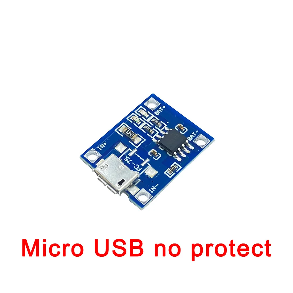 Type-c/Micro/Mini USB 5V 1A 18650 TP4056 Lithium Battery Charger Module Charging Board With Protection Dual Functions 1A Li-ion