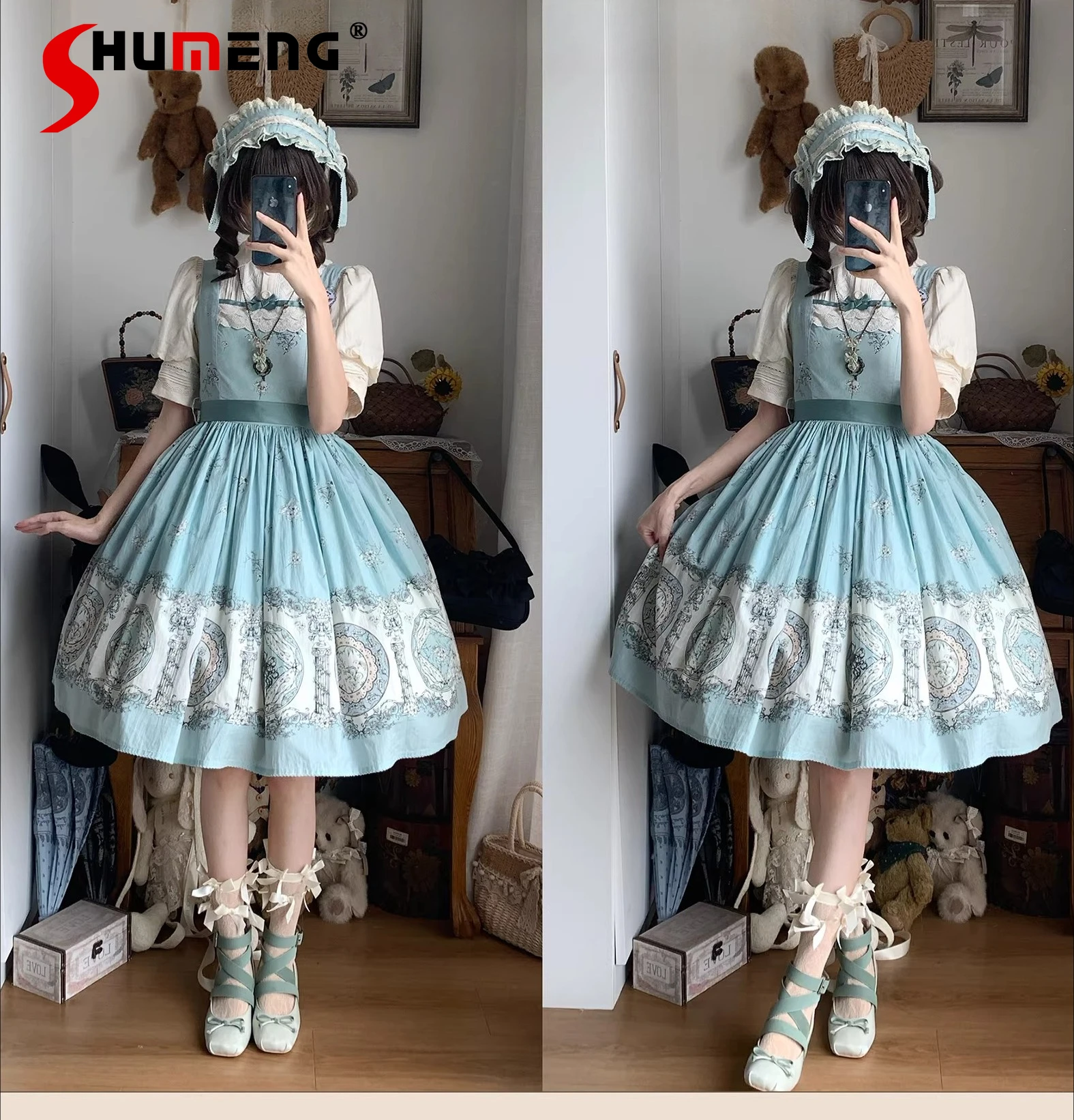 

Original Sweet Lolita Short Suspender Dresses Jsk Cute Girl's High-waisted Slimming Princess Dress Casual Sleeveless Long Dress