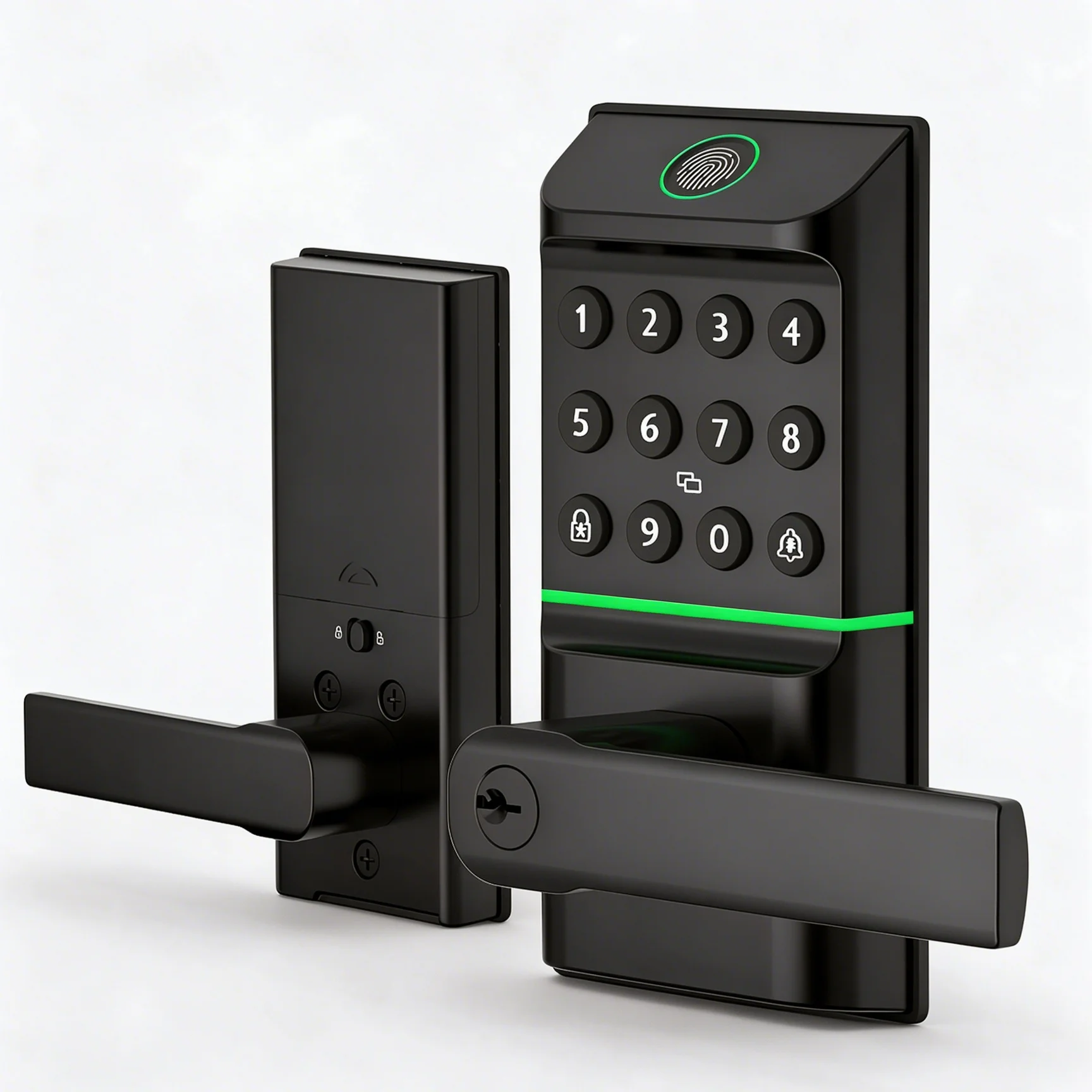 Smart Door Lock, Keyless Entry Electronic Deadbolt, Fingerprint Lock, APP Control, Compatible with Tuya, Smart Life, Smart Door Handle