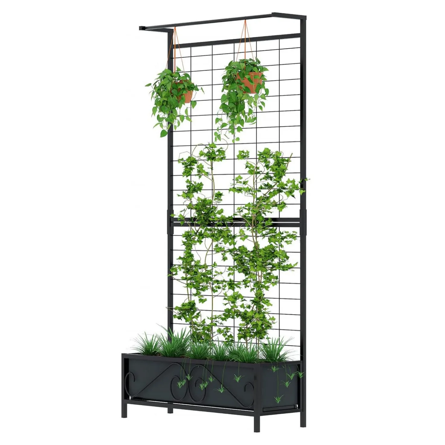

American country grid climbing vine wrought iron flower stand, indoor and outdoor living room balcony garden gardening