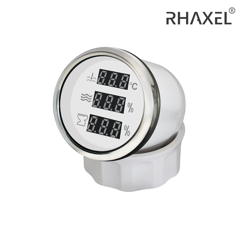 

RHAXEL 52mm (2'') 3in1 Multi-Functional Water Level Water Temperature Holding Tank Gauge 12V 24V for RV ATV Boat Truck
