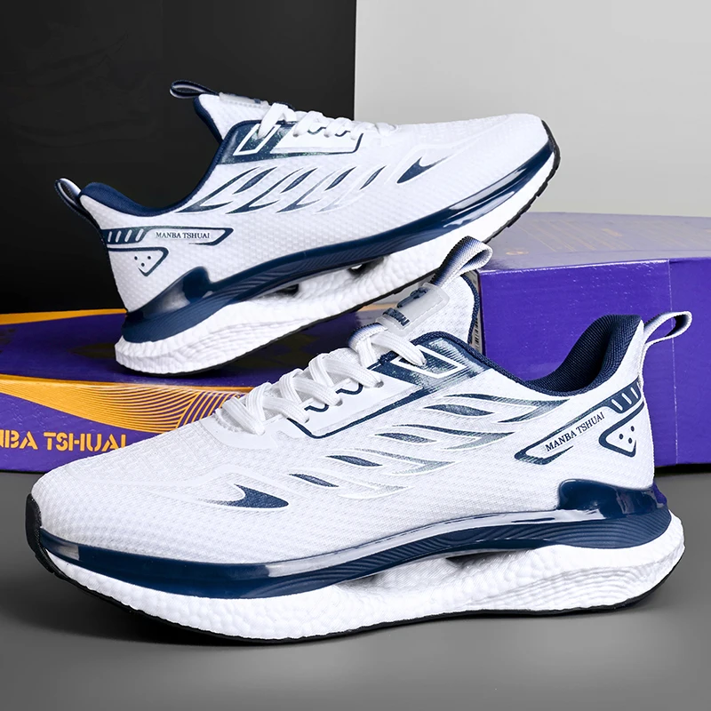

Мужская спортивная обувь, новые легкие уличные кроссовки с отскоком, повседневные тренировочные кроссовки с дышащей сеткой на шнуровке, мужские кроссовки