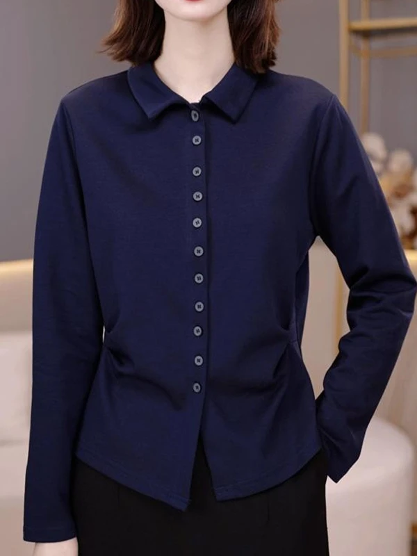 

plus Size Slimming Color irt Tie Waist Long Sve Turn-down Collar Spring New Sle for plus Size Women Faionable ...