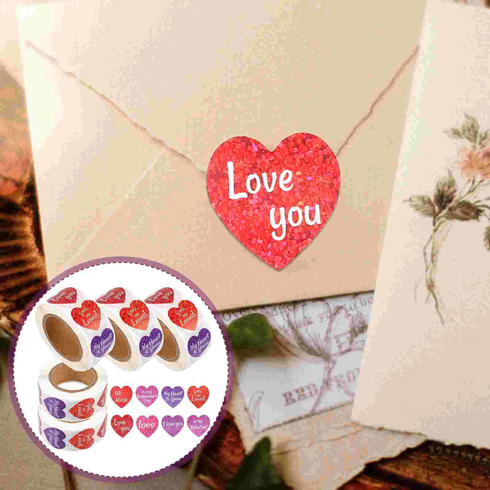 5 Rolls Valentine's Day Sticker Cover Gift Stickers Decorative Sealing Greeting Label for Party Nail