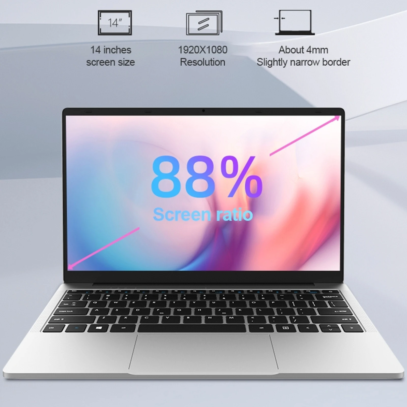 نوت بوك EZbook S5 Pro شاشة 14.0 بوصة و12 جيجابايت و16 جيجابايت و256 جيجابايت وويندوز 11 إنتل جاسبر ليك N5095 كواد كور 2 × USB 512 حاسوب محمول