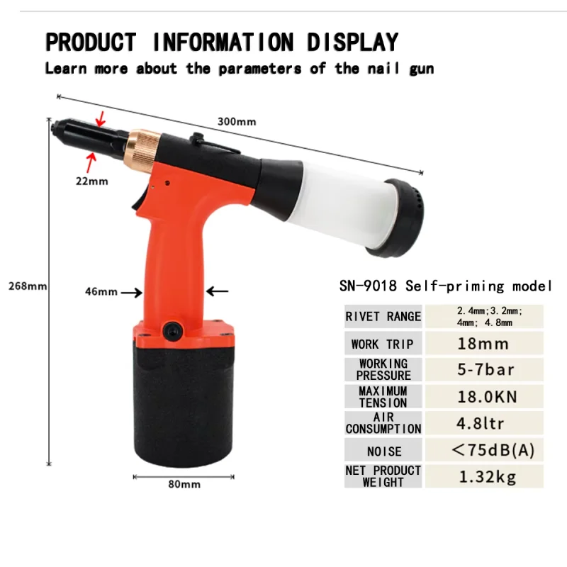 Sonidec SN-9018 & SN-9016 High Quality Industrial Pneumatic Rivet Gun Efficient Tool for OEM Customizable Riveting