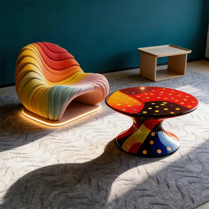 

Modern Rainbow Shell Lounge Chair Velvet Upholstered Armchair Color Sofa Living Room Furniture