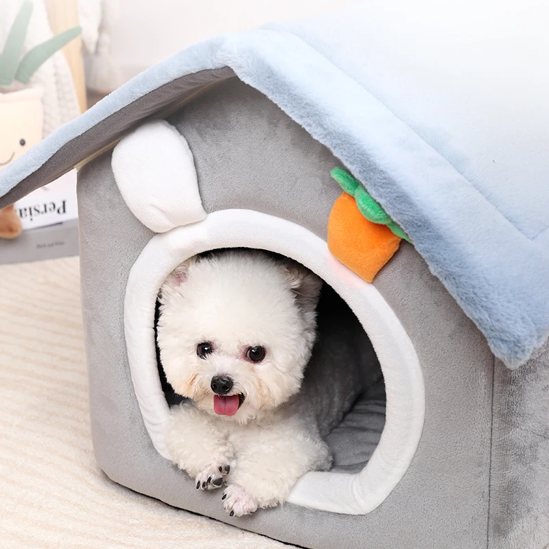 Opvouwbare Hond Huis Indoor Warm Sofa Kennel Bed Mat Voor Kleine Medium Grote Honden Katten Warm Puppy Cave Kat Nest winter Huisdier Producten