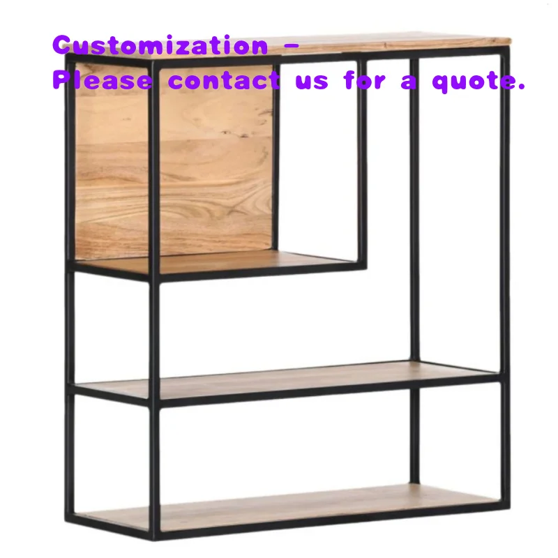 custom.Modern Simple Solid Wood Metal Bookcases Cabinets Home Dining Home Furniture with Crafts Display Racks Storage Ho
