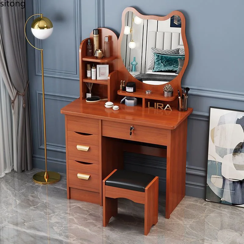 Dressing table, bedroom, simple and modern makeup table, mirror, bedside storage cabinet, fashionable internet celebrity Instagr