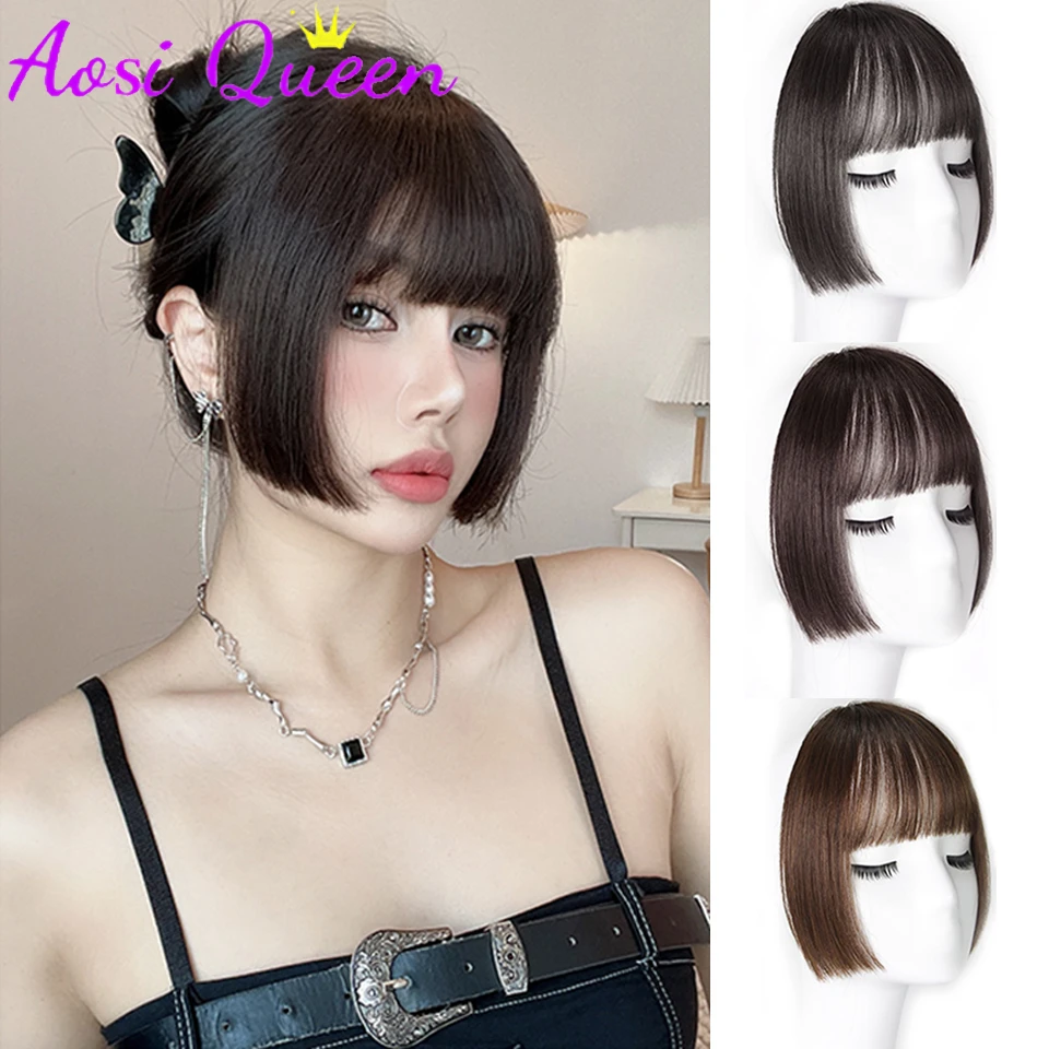 

FORLISEE 1Pc Princess Cut Bangs Hair Extension Synthetic Wig Natural High Temperature Synthetic Fake Bangs Hair Piece Clip