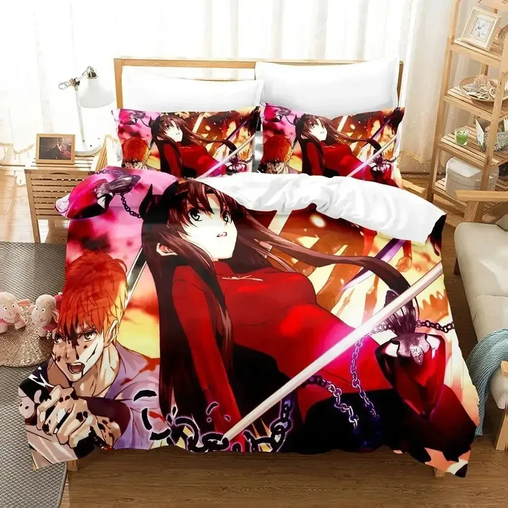 3D Print Anime FateStay Night Unlimited Blade Works Bedding Set Cartoon Anime three-piece set Adult Kid Bedroom Duvetcover Sets