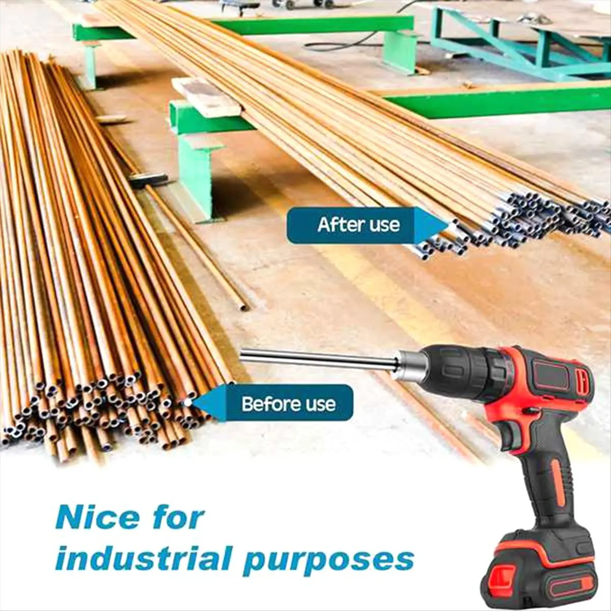 

A23PBG 22mm Metal Copper Pipe Cleaner with Double Head Copper Tubing Brushes Cleaning Brush for Power Drill for Plumbing