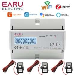 Tuya WiFi ZigBee trójfazowy dwukierunkowy licznik energii KWh Monitor 3*110/190V lub 230/400VAC z 3 szt. Transformatorem typ podziału CT