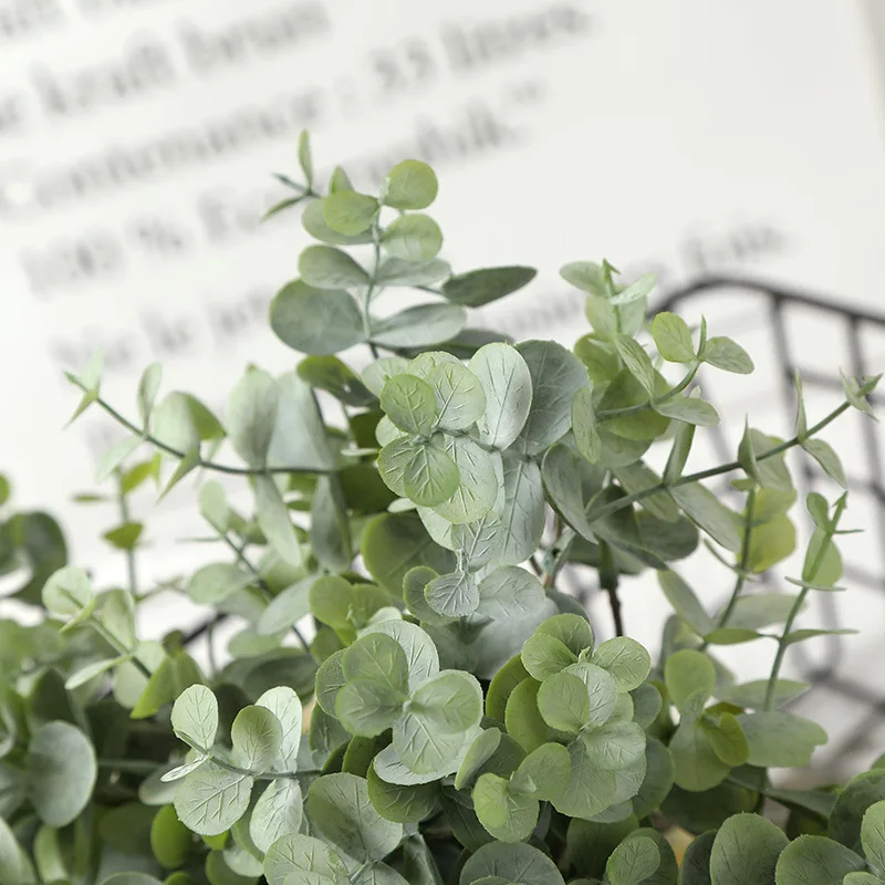 6 Zweig 36 Köpfe Eukalyptusblatt Künstliche Pflanzen Blumenstrauß für Wohnzimmer Dekoration Braut Hochzeit Vasen Blumen Blumenstrauß Dekor – Detail 4