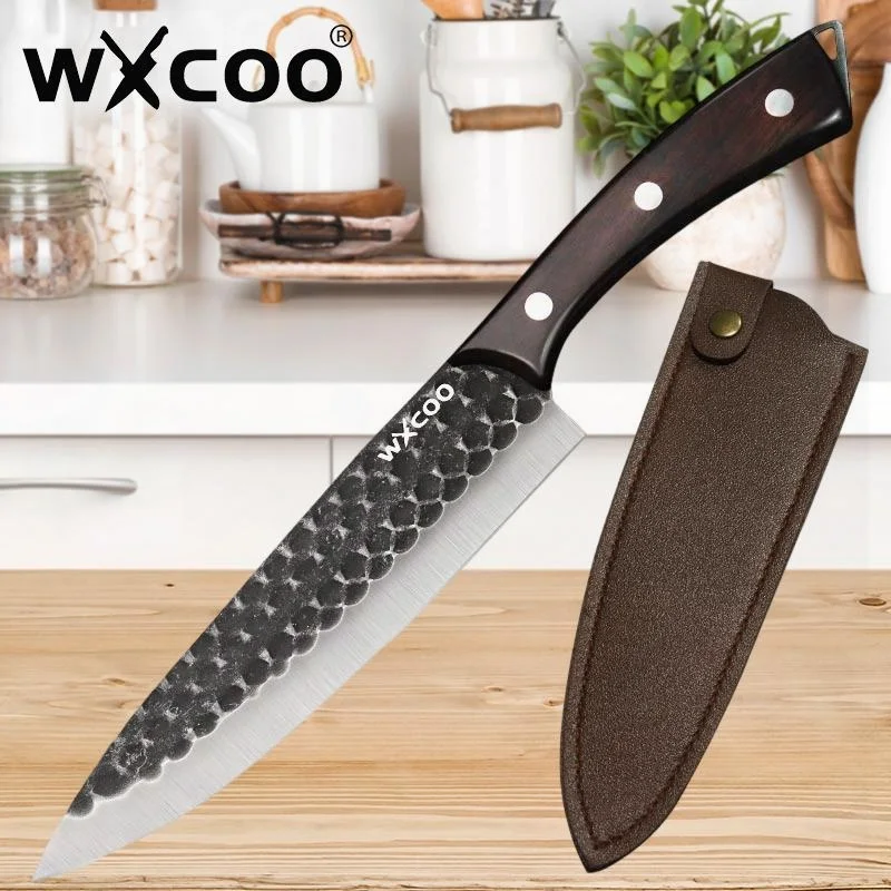 WXCOO Professionelles Ausbeinmesser, geschmiedet, gehämmert, Kochmesser, japanische Küchenmesser, Edelstahl, Zerkleinerer, Schneiden, Schneiden