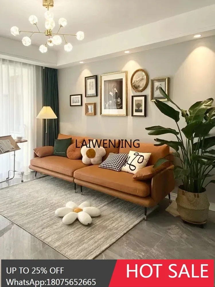 business reception sofa office leather sofa straight row Italian minimalist cowhide