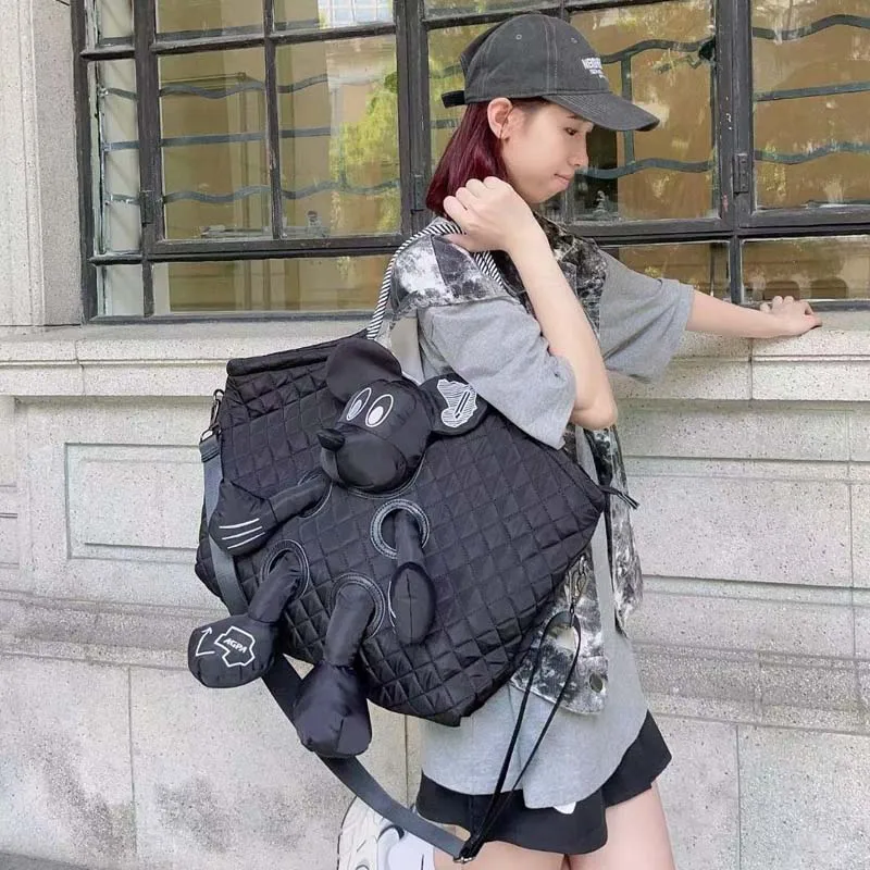 Women\'s shoulder bag nylon embroidered plaid handbag crossbody personalized big doll bag travel for Women ladies female New