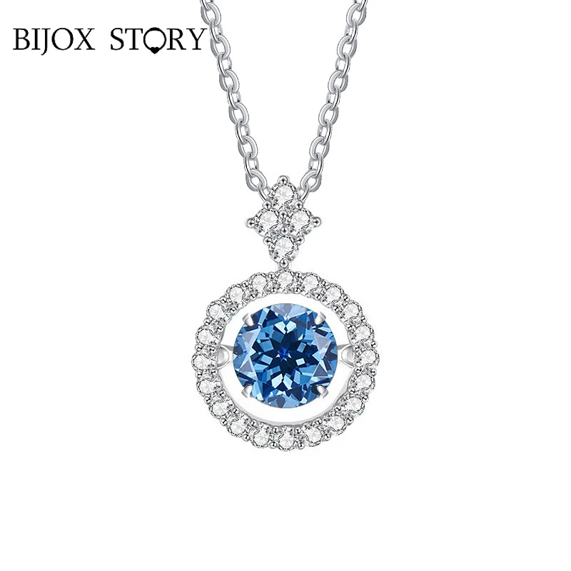 BIJOX STORY 1 CT Moissanite wisiorek dla kobiet imitacja diamentu naszyjnik S925 srebro biżuteria dziewczyna prezent na walentynki