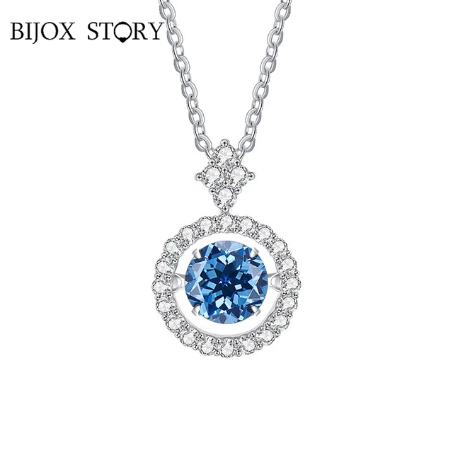 BIJOX STORY 1 CT Moissanite wisiorek dla kobiet imitacja diamentu naszyjnik S925 srebro biżuteria dziewczyna prezent na walentynki