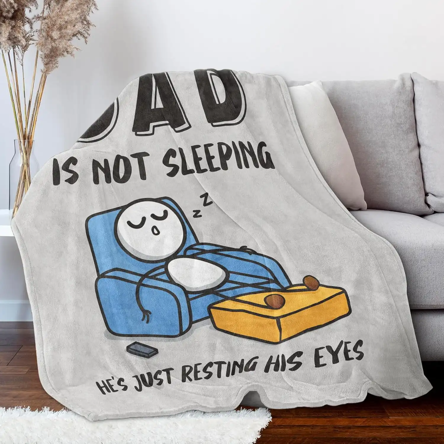Customize Funny Fathers Day Dad Gifts from Daughter Son Wife, Dads Birthday Gifts, Dad is Not Sleeping Blanket, Super Soft Throw