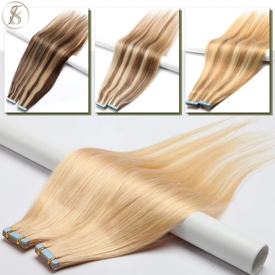 TESS Tape In Human Hair Extensions 2.5g/pc Natural Hair Extensions Hair Brown Adhesive Skin Weft Double Side Seamless Invisible