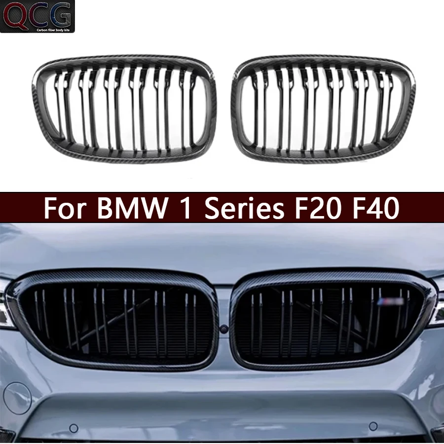 For BMW 1 Series F20 F40 180 160 120 M135 2015+ Dry Carbon Fiber Car Front Bumper Grill Grille Frame Cover Fit Car Accessories