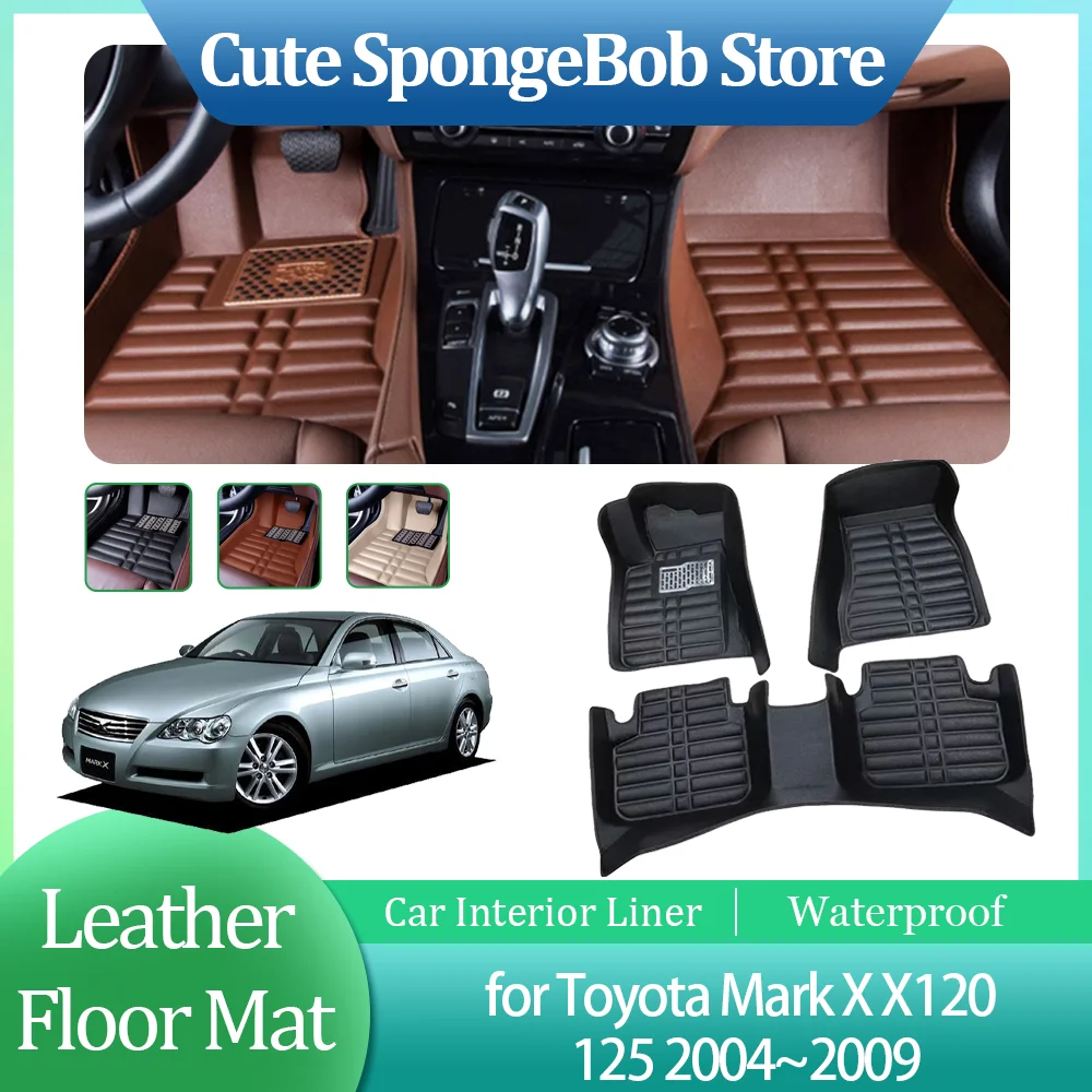 

Car Leather Floor Mat for Toyota Mark X X120 125 2004~2009 2005 Foot Interior Liner Waterproof Carpet Custom Pad Part Accessorie