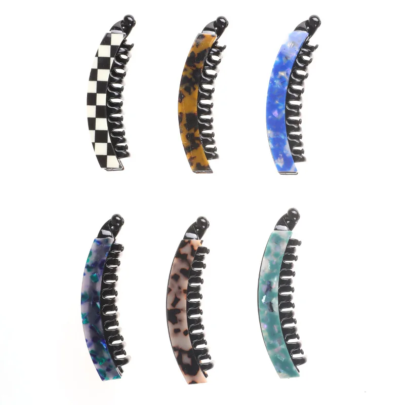 Blue Vintage Braided Hair Clips Ponytail Holder Fashion Banana Clip Women Girls Wave Ponytail Hair Pins Hair Styling Accessories