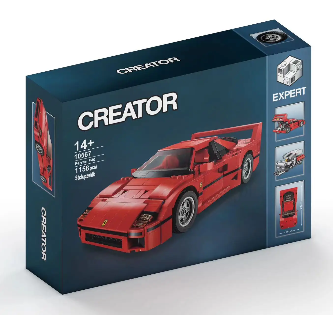 Classic Racing 10248 F40 compatibile MOC-10567 Sports Car 1158PCS Splicing Assembly Building Block Toy Model regalo per bambini fai da te