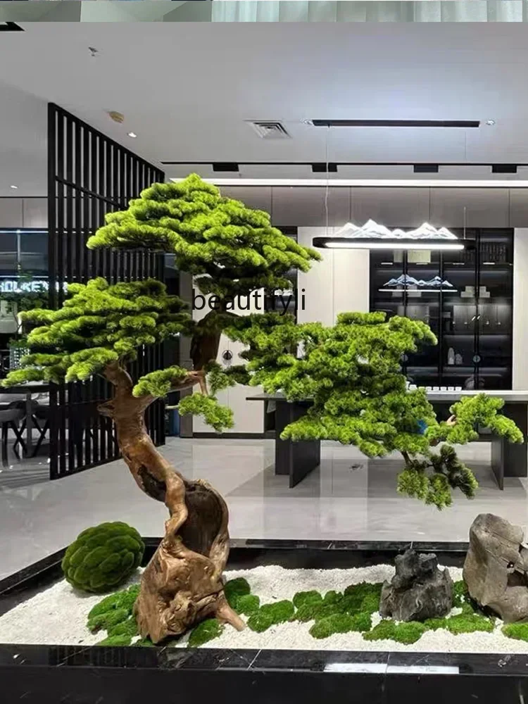 

New Chinese Style Landscape Pine Indoor and Outdoor Fake Trees Hotel Window Shopping Mall Decoration Decoration Green Plant