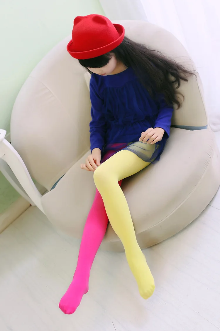 Bonbonfarbene gemischte Strumpfhosen für Mädchen, Patchwork-Stretchhose für Babys, Skinny-Hose, Kinder-Tanzstrumpfhose, Strumpfhose, 3–12 Jahre – Detail 2